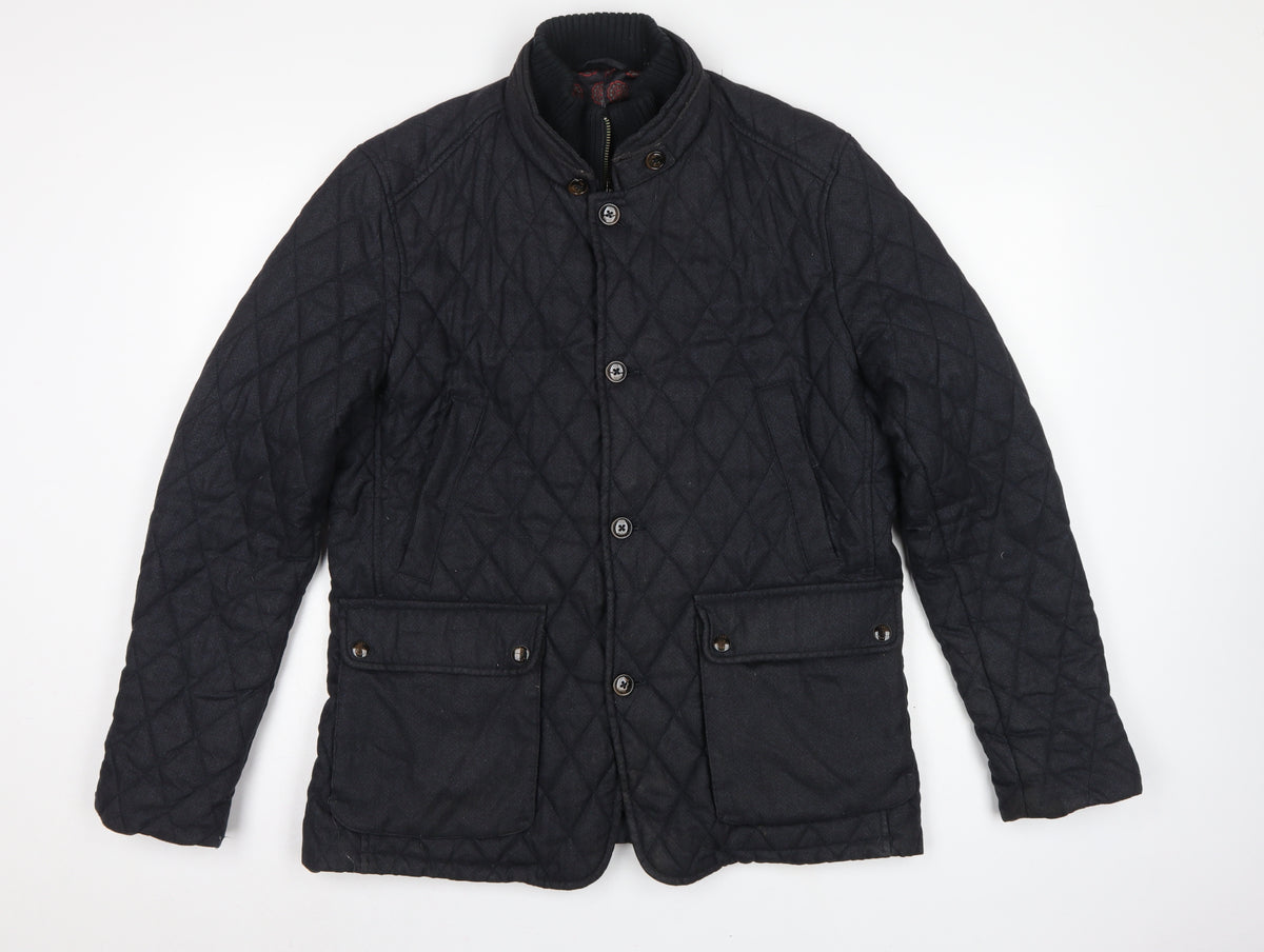 Ted Baker Men’s Black XL Quilted Padded Jacket Stand-Up Collar