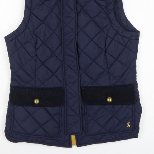 Joules Women’s Blue UK 10 Quilted Padded Waistcoat Gilet Bodywarmer