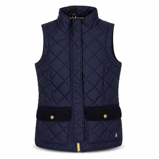 Joules Women’s Blue UK 10 Quilted Padded Waistcoat Gilet Bodywarmer
