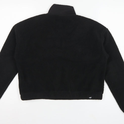 Puma Women Black XS 1/4 Zip Sherpa Fleece Pullover Sweatshirt