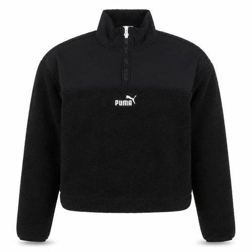 Puma Women Black XS 1/4 Zip Sherpa Fleece Pullover Sweatshirt