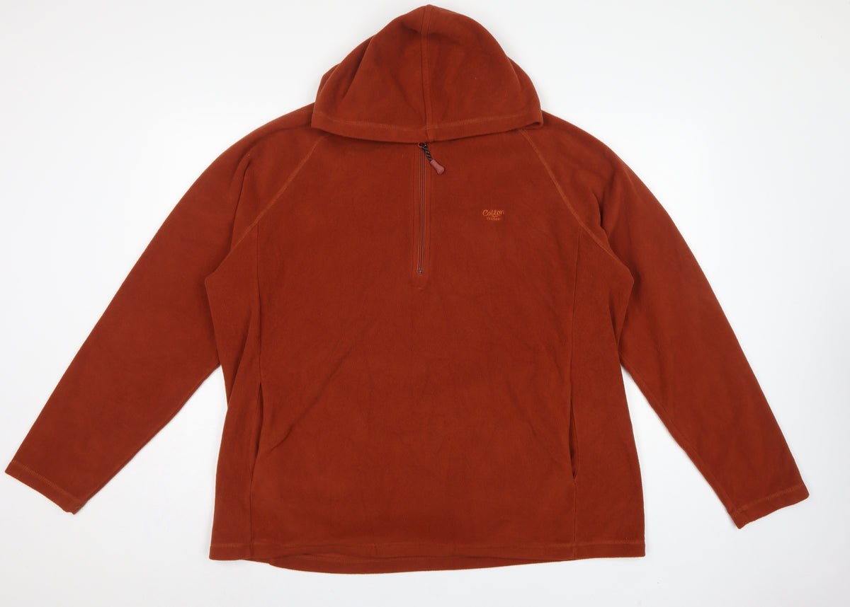 Cotton Traders Men's Orange 2XL 1/4 Zip Fleece Hoodie