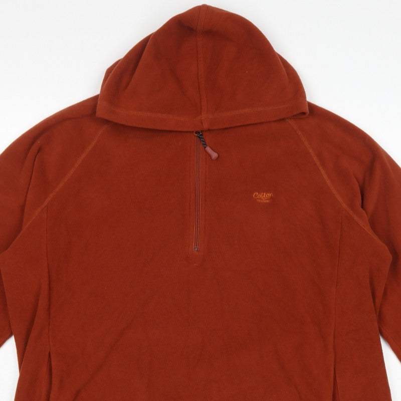 Cotton Traders Men's Orange 2XL 1/4 Zip Fleece Hoodie