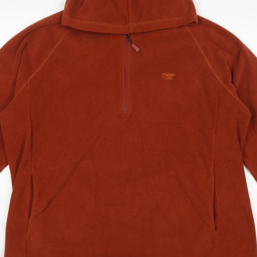 Cotton Traders Men's Orange 2XL 1/4 Zip Fleece Hoodie