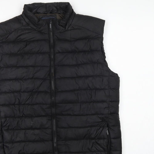 Easy Men's Black Small Puffer Bodywarmer Quilted Zip Padded Gilet