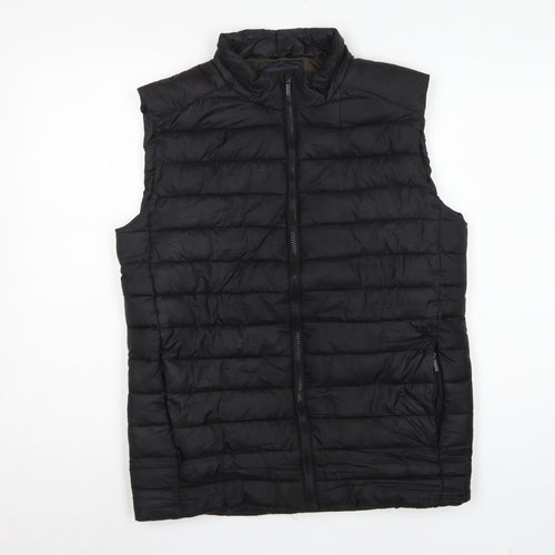 Easy Men's Black Small Puffer Bodywarmer Quilted Zip Padded Gilet