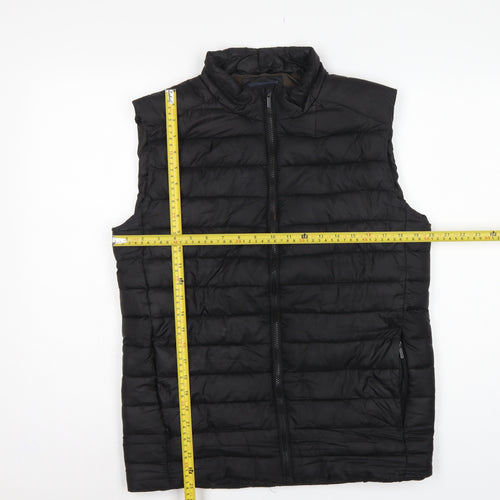 Easy Men's Black Small Puffer Bodywarmer Quilted Zip Padded Gilet