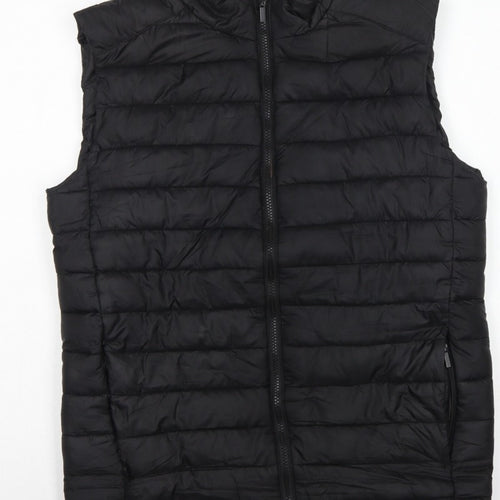 Easy Men's Black Small Puffer Bodywarmer Quilted Zip Padded Gilet
