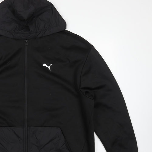 Puma Men’s Black 2XL Full Zip Hooded Fleece Sweatshirt Logo
