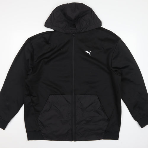 Puma Men’s Black 2XL Full Zip Hooded Fleece Sweatshirt Logo