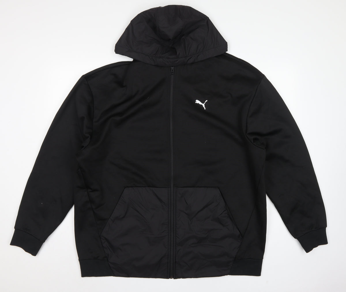 Puma Men’s Black 2XL Full Zip Hooded Fleece Sweatshirt Logo