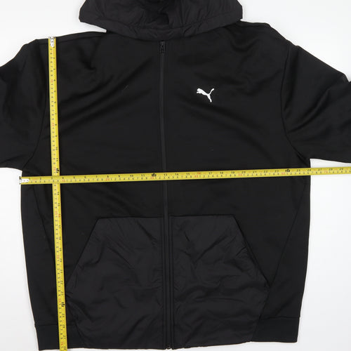 Puma Men’s Black 2XL Full Zip Hooded Fleece Sweatshirt Logo
