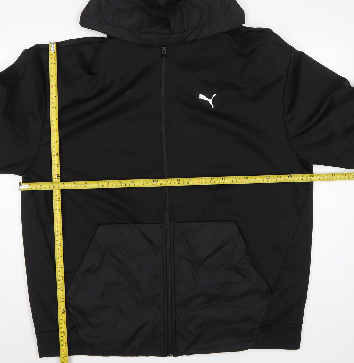 Puma Men’s Black 2XL Full Zip Hooded Fleece Sweatshirt Logo