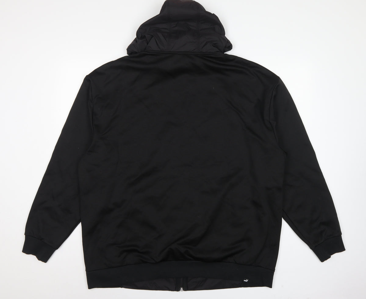 Puma Men’s Black 2XL Full Zip Hooded Fleece Sweatshirt Logo