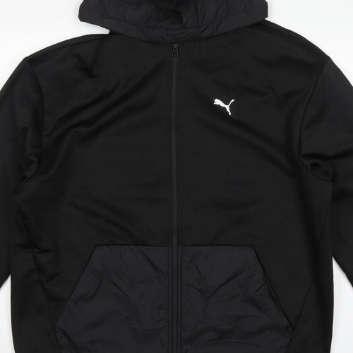 Puma Men’s Black 2XL Full Zip Hooded Fleece Sweatshirt Logo