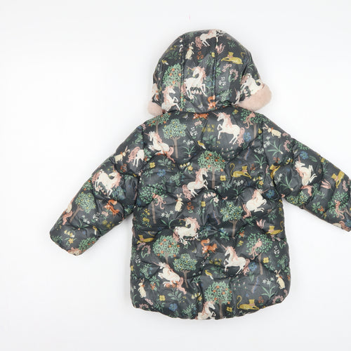 Next Girls Multicoloured 18-24 Months Unicorn Puffer Hooded Coat