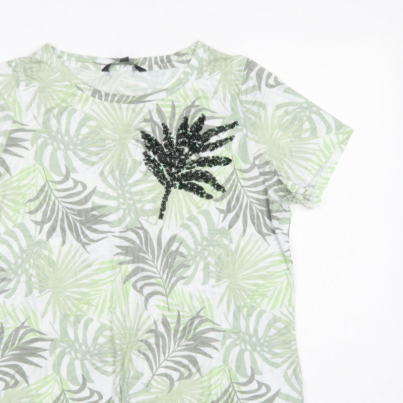 Bonmarché Women’s Multicoloured Size 14 Tropical Sequin T-Shirt