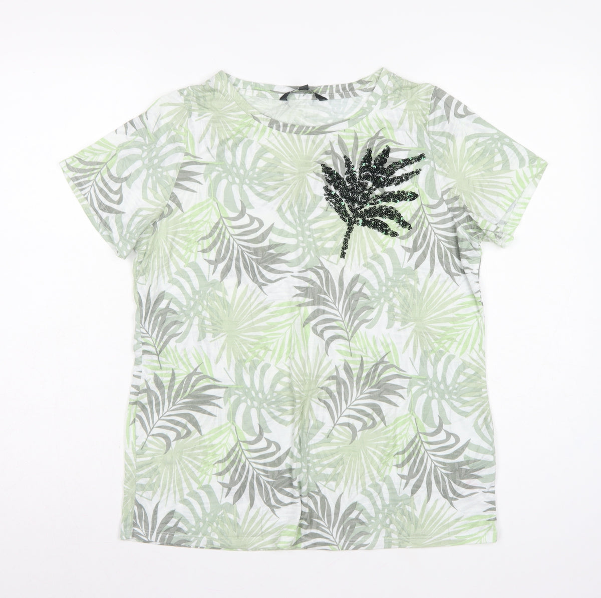 Bonmarché Women’s Multicoloured Size 14 Tropical Sequin T-Shirt