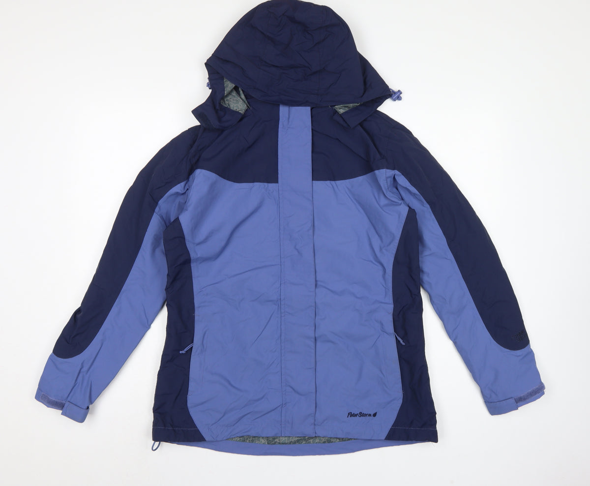 Peter Storm Women’s Blue Hooded Rain Jacket Size 12 Outdoor