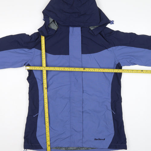 Peter Storm Women’s Blue Hooded Rain Jacket Size 12 Outdoor