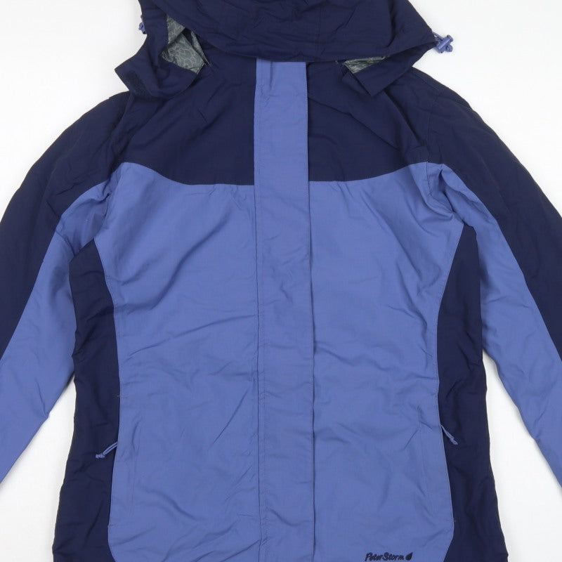 Peter Storm Women’s Blue Hooded Rain Jacket Size 12 Outdoor