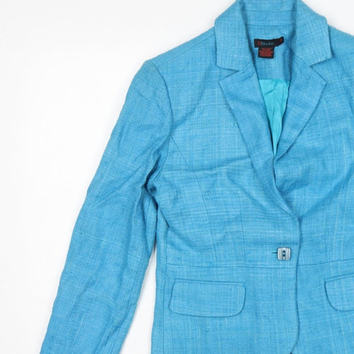 DStudio Women Blue UK 8 100% Silk Tussah Single-Breasted Blazer