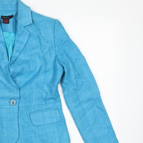 DStudio Women Blue UK 8 100% Silk Tussah Single-Breasted Blazer