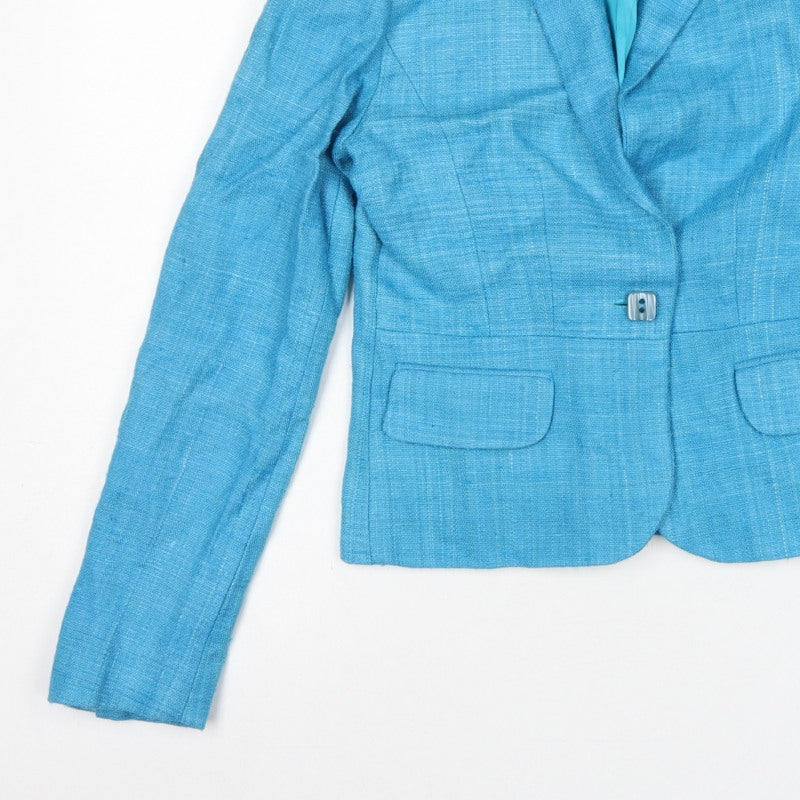 DStudio Women Blue UK 8 100% Silk Tussah Single-Breasted Blazer