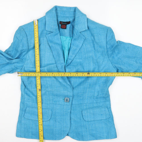DStudio Women Blue UK 8 100% Silk Tussah Single-Breasted Blazer