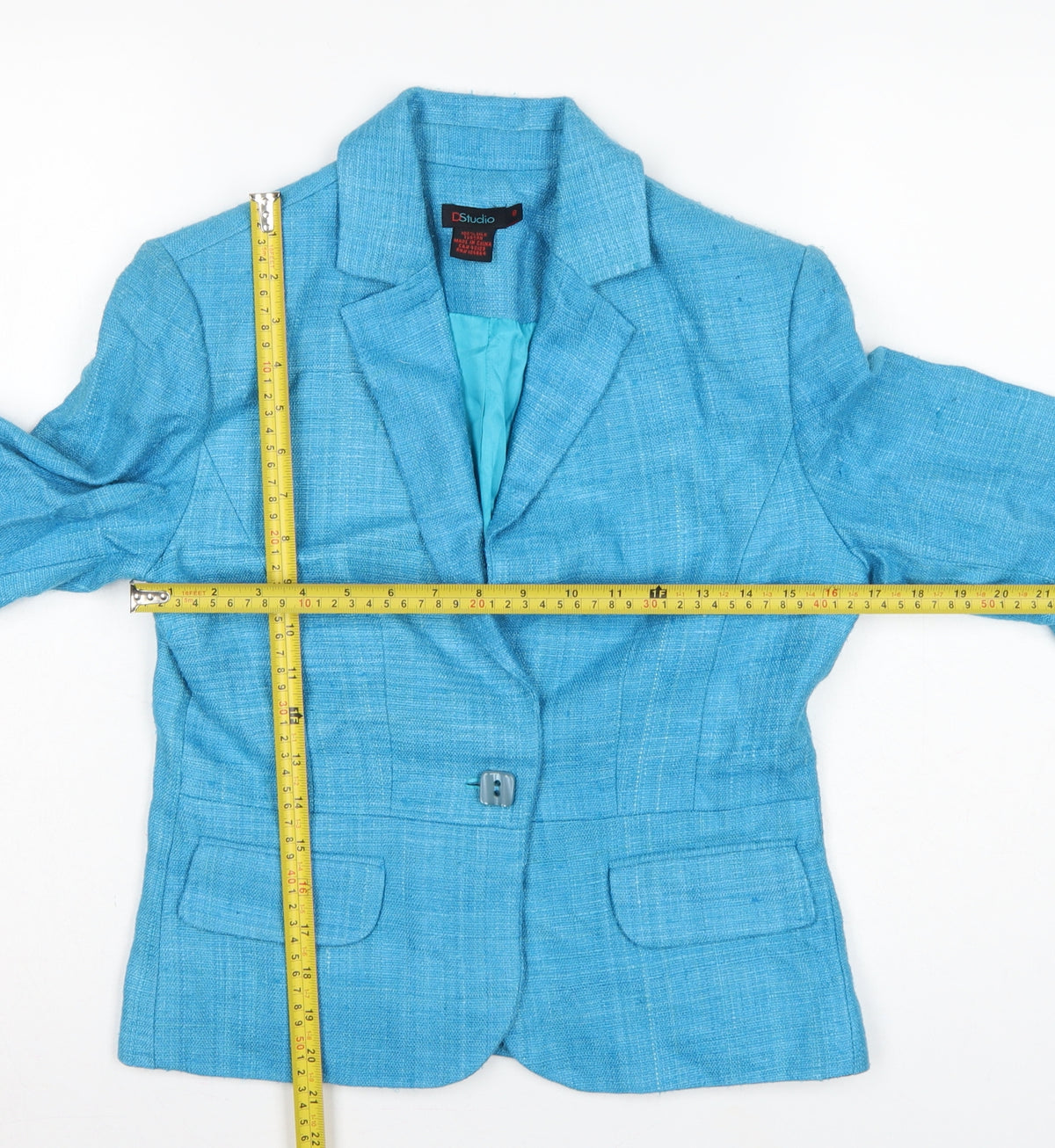 DStudio Women Blue UK 8 100% Silk Tussah Single-Breasted Blazer