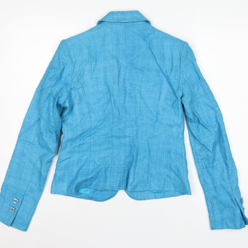 DStudio Women Blue UK 8 100% Silk Tussah Single-Breasted Blazer