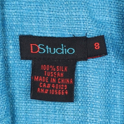 DStudio Women Blue UK 8 100% Silk Tussah Single-Breasted Blazer