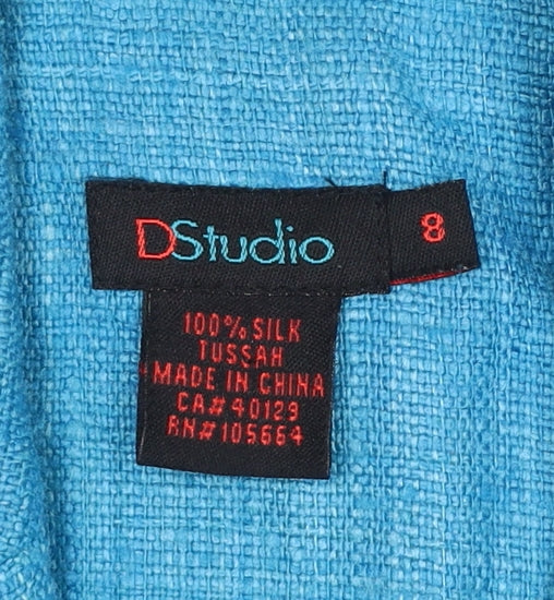 DStudio Women Blue UK 8 100% Silk Tussah Single-Breasted Blazer