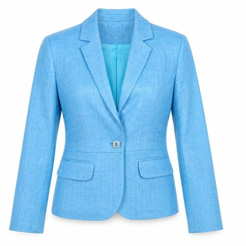 DStudio Women Blue UK 8 100% Silk Tussah Single-Breasted Blazer