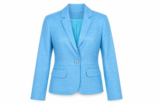 DStudio Women Blue UK 8 100% Silk Tussah Single-Breasted Blazer