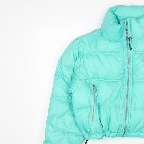 Pull&Bear Women Green S Cropped Puffer Jacket Quilted Zip