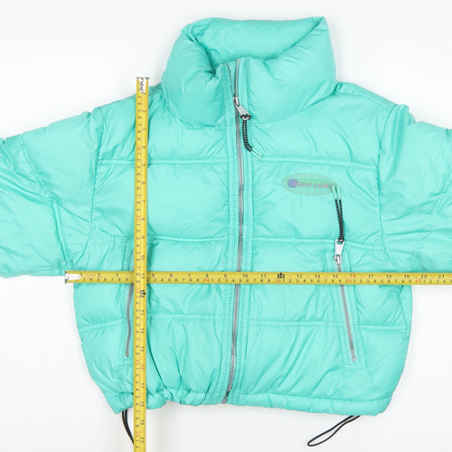 Pull&Bear Women Green S Cropped Puffer Jacket Quilted Zip