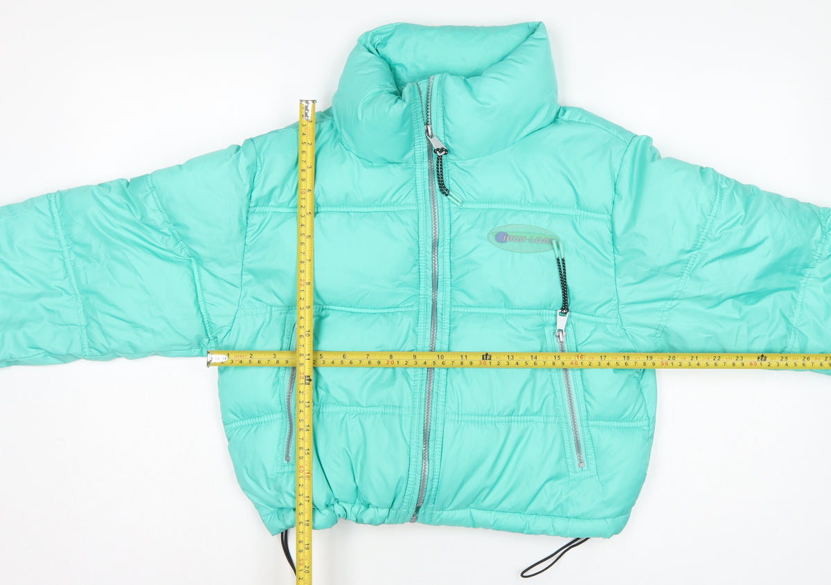 Pull&Bear Women Green S Cropped Puffer Jacket Quilted Zip