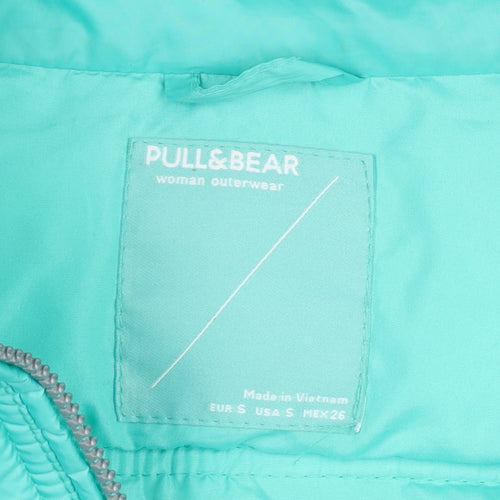 Pull&Bear Women Green S Cropped Puffer Jacket Quilted Zip