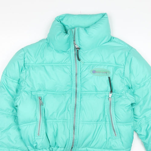 Pull&Bear Women Green S Cropped Puffer Jacket Quilted Zip