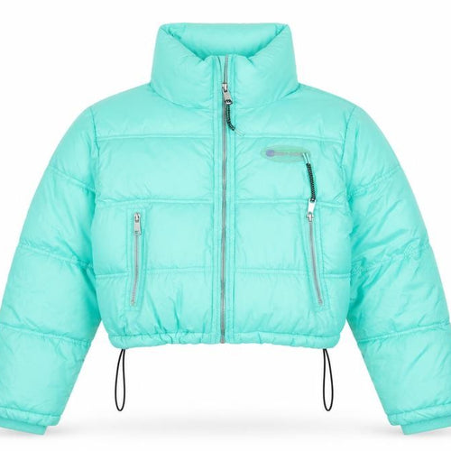 Pull&Bear Women Green S Cropped Puffer Jacket Quilted Zip