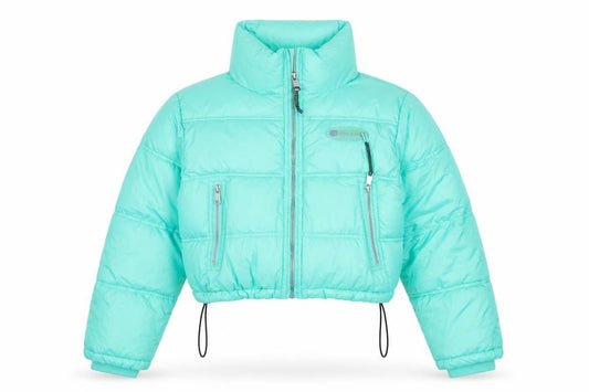 Pull&Bear Women Green S Cropped Puffer Jacket Quilted Zip