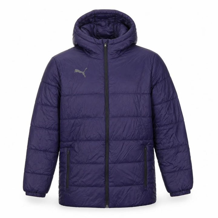 Puma Men’s Blue M Hooded Puffer Jacket Quilted Full Zip