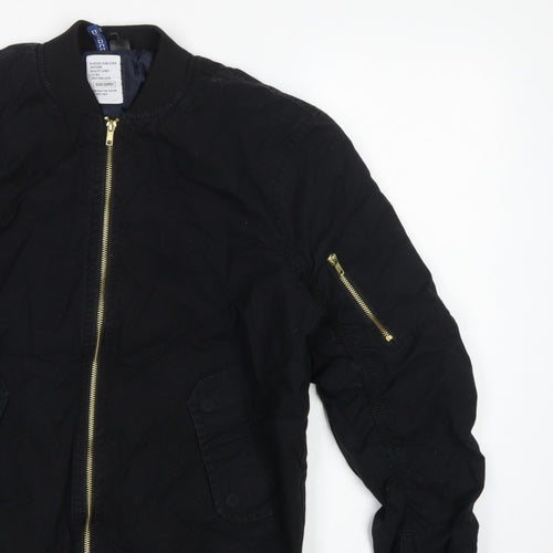 Divided H&M Men’s Black S Bomber Jacket Cotton Lined MA-1 Zip