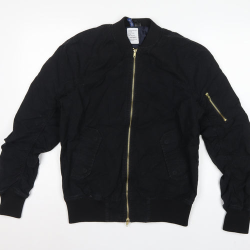 Divided H&M Men’s Black S Bomber Jacket Cotton Lined MA-1 Zip
