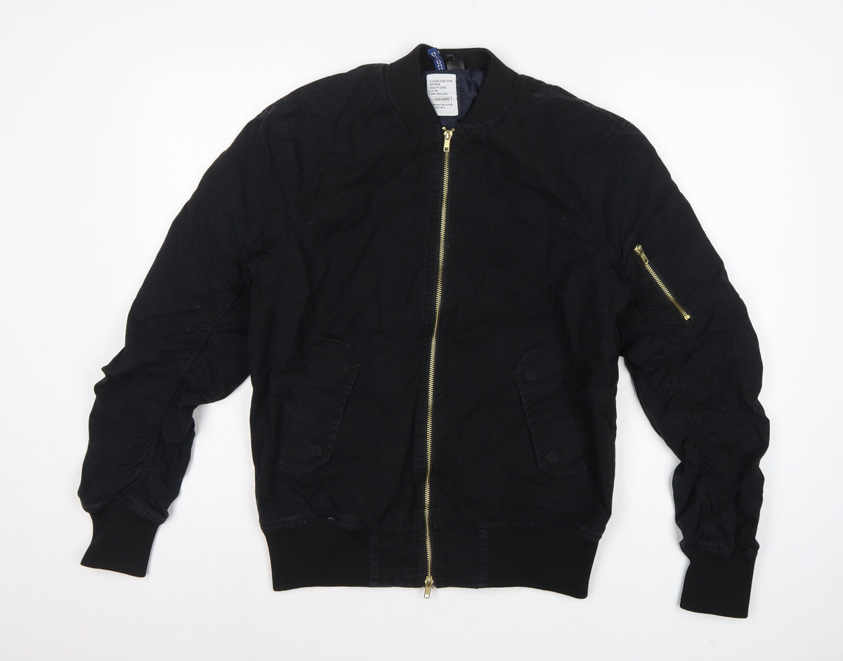 Divided H&M Men’s Black S Bomber Jacket Cotton Lined MA-1 Zip