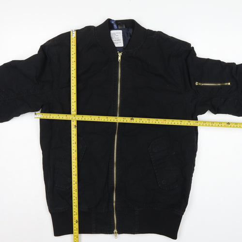 Divided H&M Men’s Black S Bomber Jacket Cotton Lined MA-1 Zip
