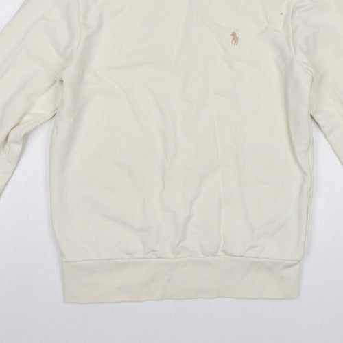 Polo Ralph Lauren Men’s Ivory M Crew Neck Logo Cotton Sweatshirt