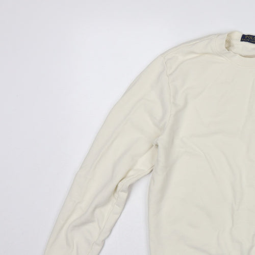 Polo Ralph Lauren Men’s Ivory M Crew Neck Logo Cotton Sweatshirt