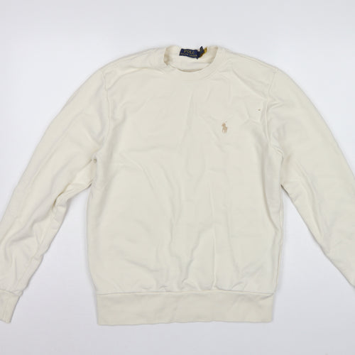 Polo Ralph Lauren Men’s Ivory M Crew Neck Logo Cotton Sweatshirt